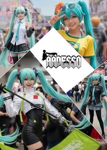 Virtual Singer 39in/100cm Wig - Wig Costume Anime Convention with Wig Cap Light Aqua in Saudi Arabia