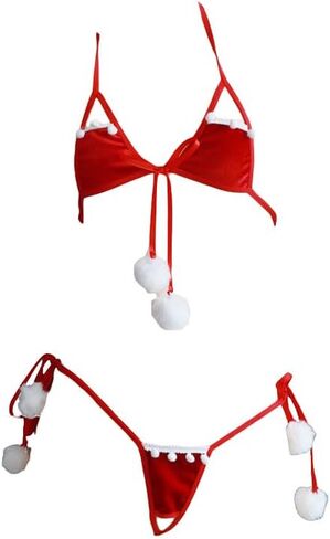 Sexy Christmas Lingerie Autumn Winter Lace Up Fringe Bikini Cosplay Costume Set in Saudi Arabia
