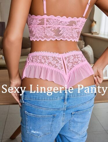 Avidlove Womens Lingerie Fishnet Dress and Lace Panty Lingerie Pink in Saudi Arabia