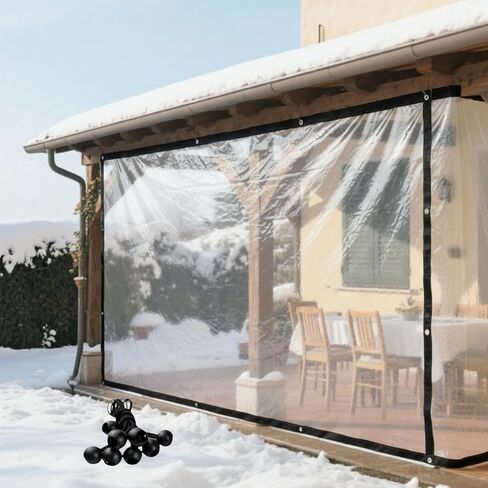 Clear Tarps Heavy Duty with Grommets, Clear Waterproof Plastic Tarp with 14 PCS Ball Bungee Cords Transparent PE Tarpaulin for Greenhouse Patio Chicken Coop (10ft×13ft) in Saudi Arabia