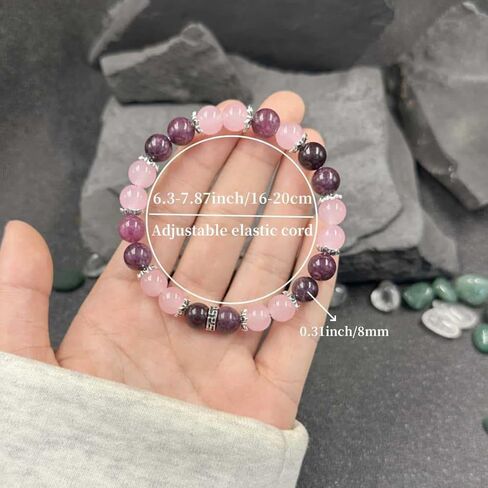 Garnet Pink Crystal Bracelets for Women Men Natural Stone Handmade Gemstone Stretch Elastic Adjustable Healing Yoga Beads Bracelet Calm Meditation Spiritual Jewelry Gifts Unisex in Saudi Arabia