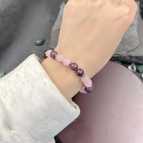 Garnet Pink Crystal Bracelets for Women Men Natural Stone Handmade Gemstone Stretch Elastic Adjustable Healing Yoga Beads Bracelet Calm Meditation Spiritual Jewelry Gifts Unisex in Saudi Arabia