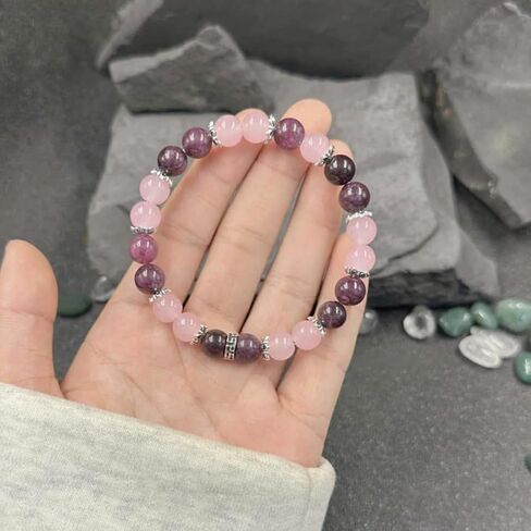 Garnet Pink Crystal Bracelets for Women Men Natural Stone Handmade Gemstone Stretch Elastic Adjustable Healing Yoga Beads Bracelet Calm Meditation Spiritual Jewelry Gifts Unisex in Saudi Arabia