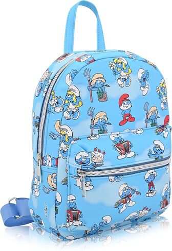 حقيبة ظهر Fast Forward Smurfs للنساء والرجال والأولاد والبنات والجنسين | حقيبة ظهر صغيرة لطيفة من جلد البولي يوريثان مقاس 10 بوصات محفظة كتف للسنافر | حقيبة السنافر وإكسسوارات السنافر in Saudi Arabia