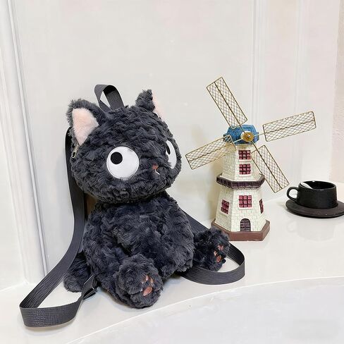 Plush Backpack for Teens Stuffed Animal Cat Bag Soft Fuzzy Kitty Design Compact Daily Use in Saudi Arabia