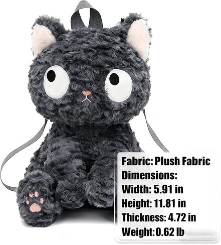 Plush Backpack for Teens Stuffed Animal Cat Bag Soft Fuzzy Kitty Design Compact Daily Use in Saudi Arabia