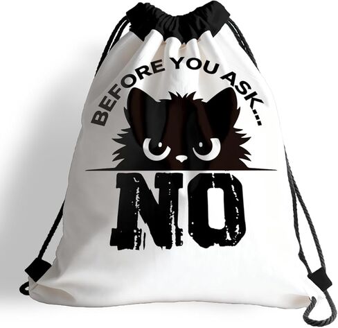 Drawstring Bag for Women Men, Funny Quote Bag - Before You Ask No, Lightweight Drawstring Sports Backpack, Quick-drying and Moisture-proof Bags for Gym, Sports, Travel, Daily Use 198 in Saudi Arabia