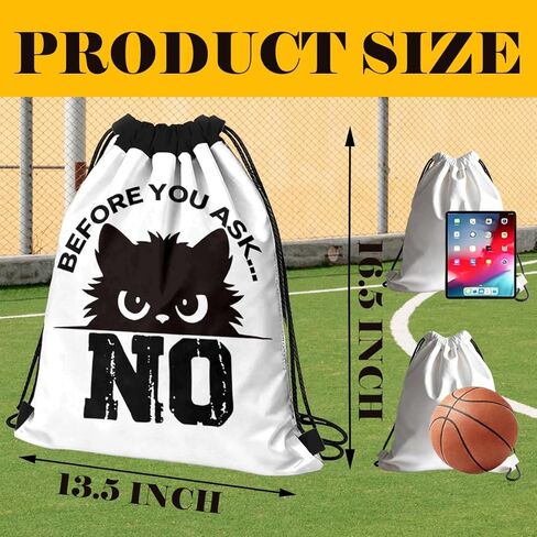 Drawstring Bag for Women Men, Funny Quote Bag - Before You Ask No, Lightweight Drawstring Sports Backpack, Quick-drying and Moisture-proof Bags for Gym, Sports, Travel, Daily Use 198 in Saudi Arabia