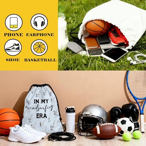 Lightweight Drawstring Sport Bag, In My Windsurfing Era, Windsurfing Lover Drawstring Backpack, Quick-drying and Moisture-proof Cinch Bags for Gym, Sports, Travel, Practical Bags for Women Men 072 in Saudi Arabia