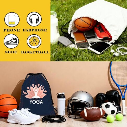 Lightweight Drawstring Sport Bag, Yoga Theme Bag, Yoga Drawstring Backpack, Quick-drying and Moisture-proof Cinch Bags for Gym, Sports, Training, Practical Bags for Women Men 053 in Saudi Arabia