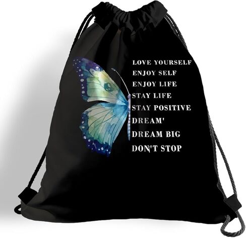 Drawstring Bag for Women Men, Motivational Quote Bag - Love Yourself, Lightweight Drawstring Sports Backpack, Quick-drying and Moisture-proof Bags for Gym, Sports, Travel, Daily Use 134 in Saudi Arabia