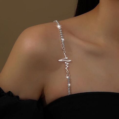 المرأة التألق حجر الراين أشرطة حمالات الصدر انفصال كريستال الكتف سلسلة فستان الزفاف الملابس الداخلية سلسلة in Kuwait