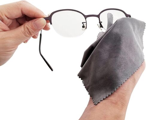 Microfiber Lens Cleaning Cloths - 12 Pack (6 Black + 6 Purple), 7x6 Inches, Individually Wrapped, Reusable, Lint-Free for Eyeglasses, Glasses, Phone Screen,Camera Lens, Watches & Electronics in Saudi Arabia