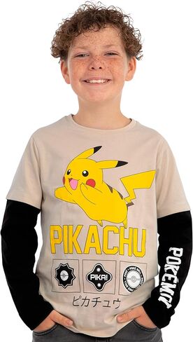 Pokemon Shirt, Pikachu Boys T Shirt, Long Sleeve Kids Tshirt, Fun Pikachu Boys Tee Shirts in Saudi Arabia