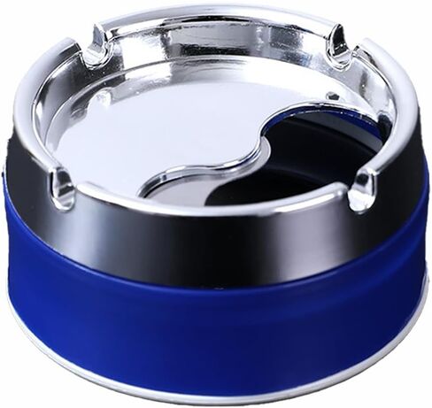 Stainless steel sealed living room household rotating ashtray, simple and stylish,blue in Saudi Arabia