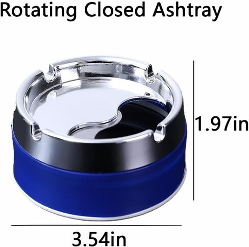 Stainless steel sealed living room household rotating ashtray, simple and stylish,blue in Saudi Arabia
