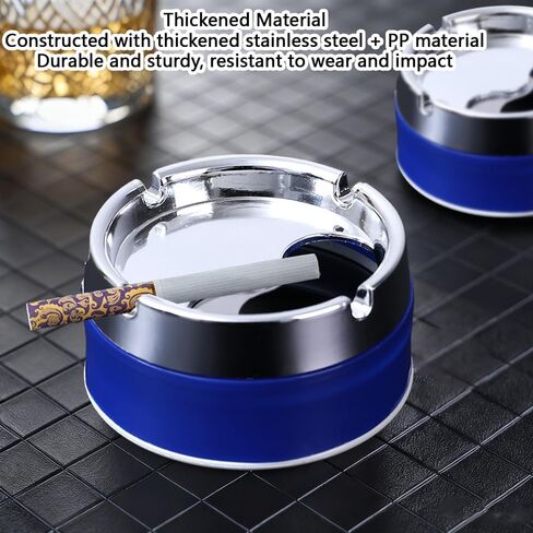 Stainless steel sealed living room household rotating ashtray, simple and stylish,blue in Saudi Arabia