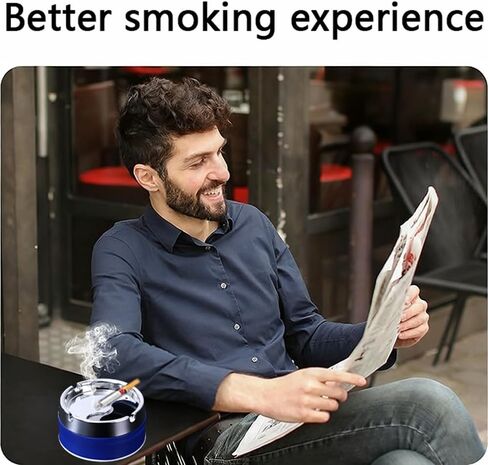 Stainless steel sealed living room household rotating ashtray, simple and stylish,blue in Saudi Arabia