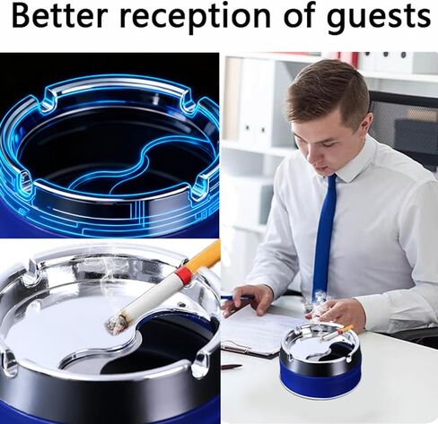 Stainless steel sealed living room household rotating ashtray, simple and stylish,blue in Saudi Arabia