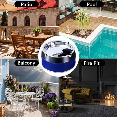 Stainless steel sealed living room household rotating ashtray, simple and stylish,blue in Saudi Arabia