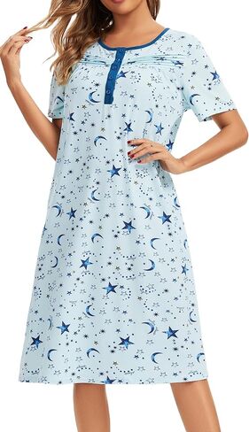 Nightgowns for Women Soft Cotton Night Gowns Women Sleepwear with Pockets in Saudi Arabia