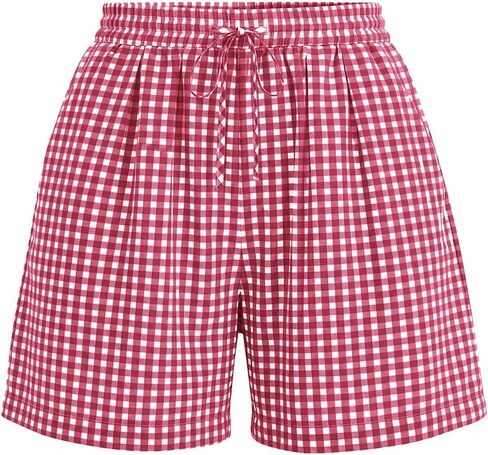 PRETTYGARDEN Elastic Waist Summer Shorts for Women Trendy 2026 Gingham Cute Pajama Bottoms Plaid Y2K Beach Vacation Clothes in Saudi Arabia