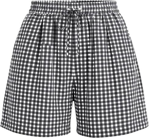 PRETTYGARDEN Elastic Waist Summer Shorts for Women Trendy 2026 Gingham Cute Pajama Bottoms Plaid Y2K Beach Vacation Clothes in Saudi Arabia