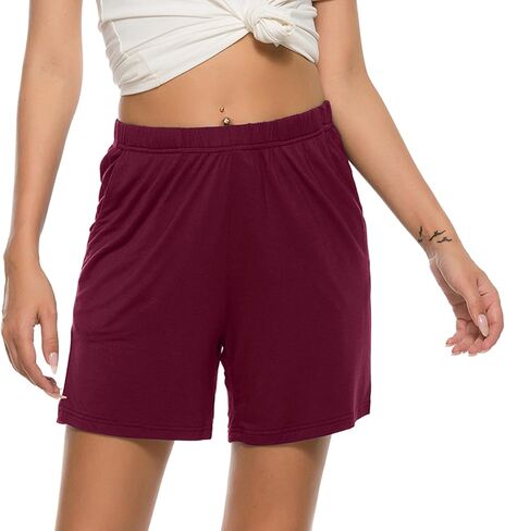 JINSHI Womens Pajama Shorts Soft Comfortable Lightweight Elastic Drawstring Modal Pajama Bottoms Lounge Shorts with Pockets in Saudi Arabia