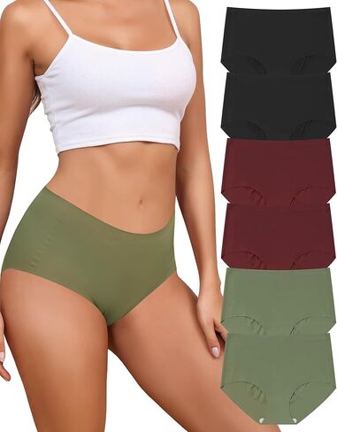 LEVAO Seamless Underwear for Women High Waisted Full Coverage No-Show Stretch Briefs 5 Packs in Saudi Arabia