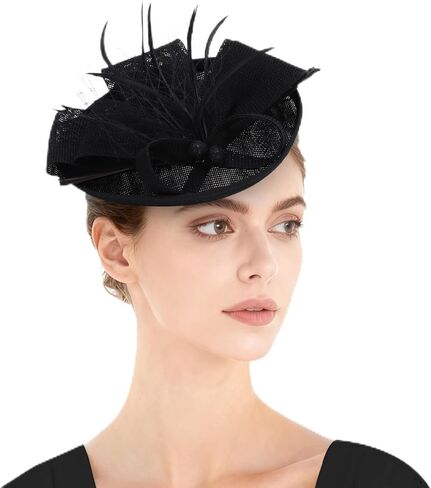 قبعات Lanpet Fascinators للكنيسة، قبعة حفلات الشاي للنساء، غطاء رأس من الريش العتيق in Saudi Arabia