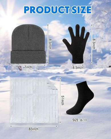 120 Pcs Homeless Care Package Supplies Bulk Winter Beanie Hat Glove Sock Set with Emergency Blanket for Survival in Saudi Arabia