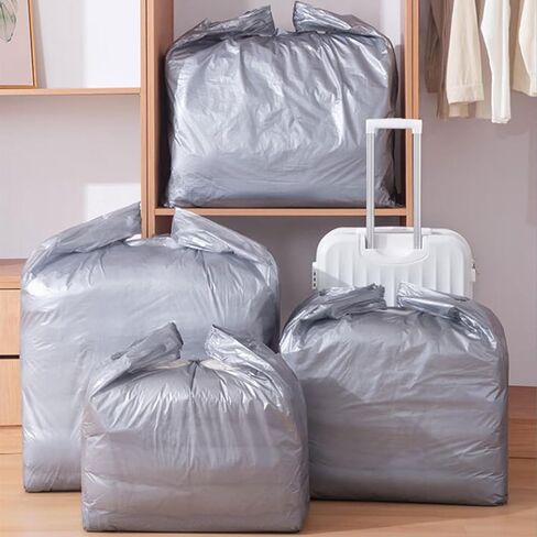 10 Count Large Plastic Bags, Luggage Packing Organizers, Grey Large Storage Bags with Handles for Clothes, Travel, Moving in Saudi Arabia