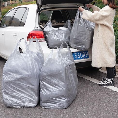 10 Count Large Plastic Bags, Luggage Packing Organizers, Grey Large Storage Bags with Handles for Clothes, Travel, Moving in Saudi Arabia