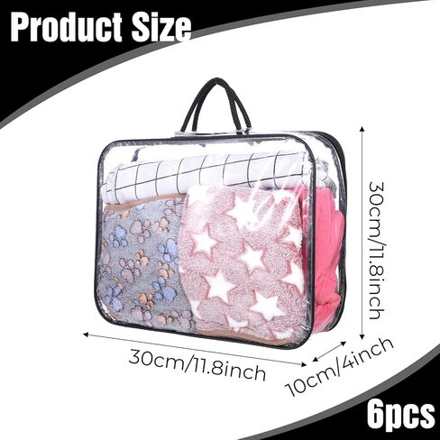 6 Pcs Large Clear Travel Packing Cube, See-Through PVC Organizer, Vinyl Zippered Storage Bags Multipurpose Pouch with Handle for Suitcase Pants, Cashmere, Sweaters Shirts Dress Storage in Saudi Arabia