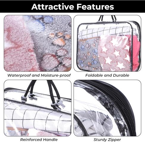 6 Pcs Large Clear Travel Packing Cube, See-Through PVC Organizer, Vinyl Zippered Storage Bags Multipurpose Pouch with Handle for Suitcase Pants, Cashmere, Sweaters Shirts Dress Storage in Saudi Arabia
