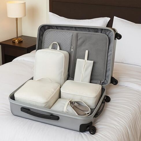 6-Piece Travel Compression Packing Cube Set - Lightweight Luggage Organizer Bags for Clothing Sorting - Durable Washable Storage Pouches for Suitcases in Saudi Arabia