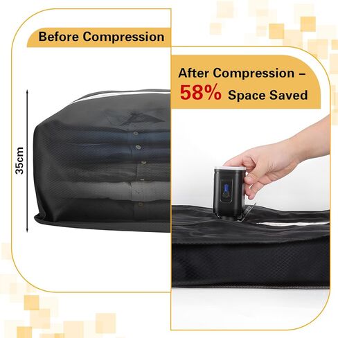 2 Pack Vacuum Seal Bags for Clothing, Travel Vacuum Bags with Pump, Reusable Compreesion Storage Bags luggage & Closet, Portable Space Save Bag, Waterproof & Durable in Saudi Arabia