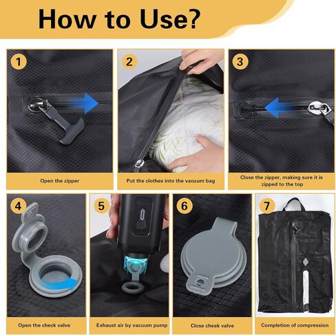 2 Pack Vacuum Seal Bags for Clothing, Travel Vacuum Bags with Pump, Reusable Compreesion Storage Bags luggage & Closet, Portable Space Save Bag, Waterproof & Durable in Saudi Arabia