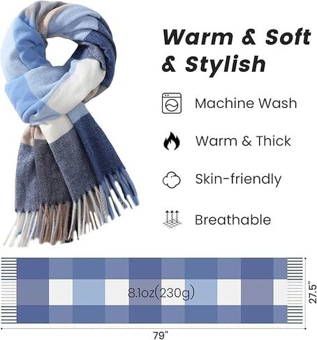 Lightweight Ultra-Soft Scarf,Women's Plaid Winter Wrap,Oversized Cashmere Feel Shawl For Cold Weather Fashion Accessory Pink in Saudi Arabia