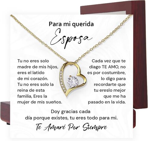 طوق لـ Mi Querida Esposa con Mensaje de Amor – Joyería Elegante con Caja de Regalo – Regalo Romántico de Aniversario o Cumpleaños in Kuwait