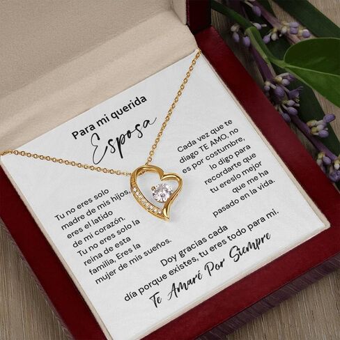 طوق لـ Mi Querida Esposa con Mensaje de Amor – Joyería Elegante con Caja de Regalo – Regalo Romántico de Aniversario o Cumpleaños in Kuwait