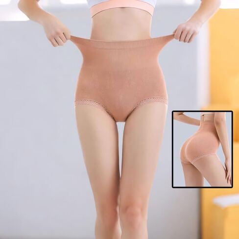 6 Pcs Lace Trim Women Briefs, Plus Size High Rise Soft Stretch Full Coverage Underwear Panties for Daily Wear in Saudi Arabia
