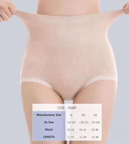 6 Pcs Lace Trim Women Briefs, Plus Size High Rise Soft Stretch Full Coverage Underwear Panties for Daily Wear in Saudi Arabia