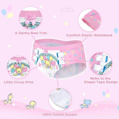 Littleforbig Women's Silky Soft Underwear Comfortable Briefs Babydoll Little Circus 'Oopsie' Potty Pants 4 Pack Panties Set in Saudi Arabia