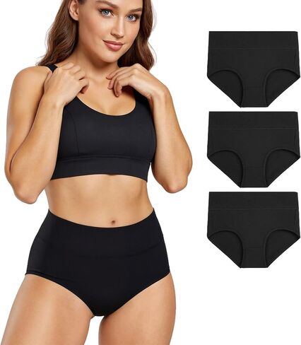 3 Pack Women’s High Waisted Underwear, Plus Size Full Coverage Briefs, Gentle Tummy Hold, Soft Stretch Everyday Panties in Saudi Arabia
