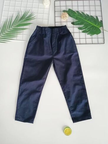 Boys Chino Pants 2-Pack–Soft Stretch Cotton Trousers with Elastic Waist & Drawstring Casual School for Kids 5-9 Years in Saudi Arabia