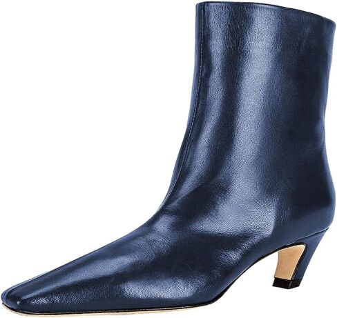 FSJ نساء ساحة تو الراحة هريرة كعب منخفض حذاء بوت بطول الكاحل سحب على حذاء الشتاء فو الجلد المدبوغ أحذية أنيقة عادية حجم 4-16 الولايات المتحدة in Kuwait