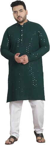 Sojanya Plus (منذ 1958) كورتا قطنية مطرزة بالترتر للرجال مع بيجامة شوريدار بيضاء in Saudi Arabia