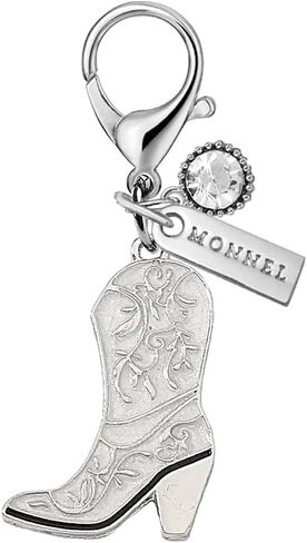 MC551 Little Cowboy Boot Lobster Clasp Charm for Women with Velvet Bag (White,1 Piece) in Saudi Arabia