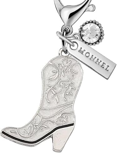 MC551 Little Cowboy Boot Lobster Clasp Charm for Women with Velvet Bag (White,1 Piece) in Saudi Arabia